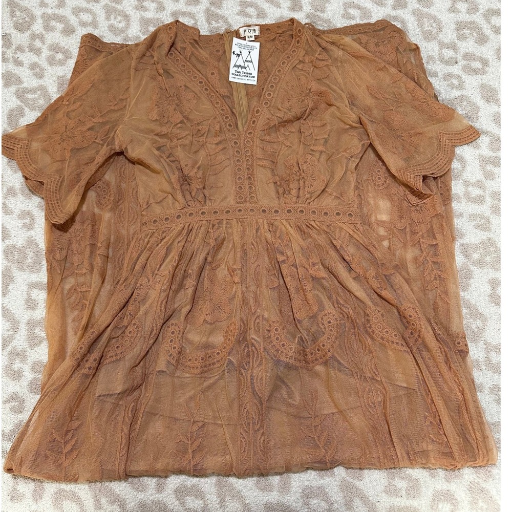 POL Lace Maxi Dress Sheer Floral Boho S/M - Picture 4 of 4
